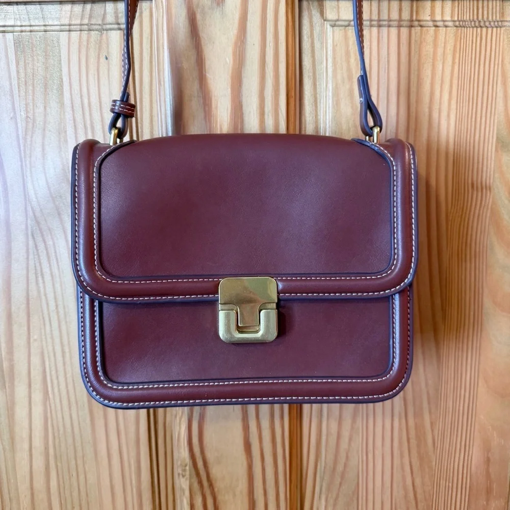 Mango Brown Flap Crossbody Bag Quiet Luxury Gold Hardware